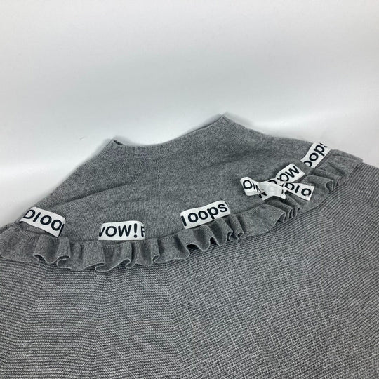FENDI poncho Wool, Rayon gray logo ribbon frill Women ‚– Used Authentic