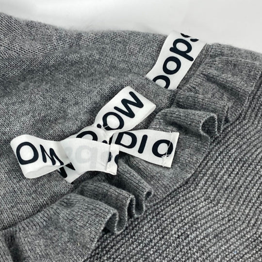 FENDI poncho Wool, Rayon gray logo ribbon frill Women ‚– Used Authentic