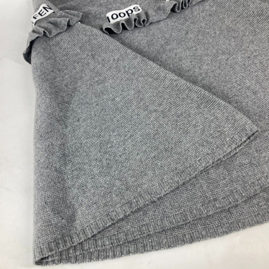 FENDI poncho Wool, Rayon gray logo ribbon frill Women ‚– Used Authentic