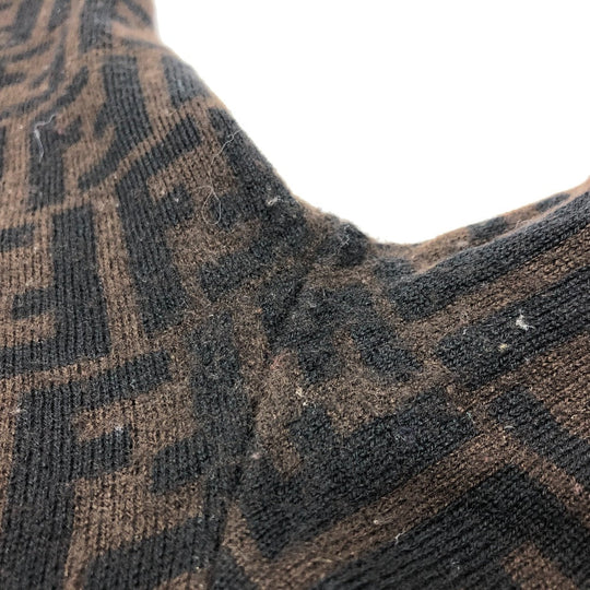 FENDI sweater cotton Brown Zucca Women 42 Used Authentic