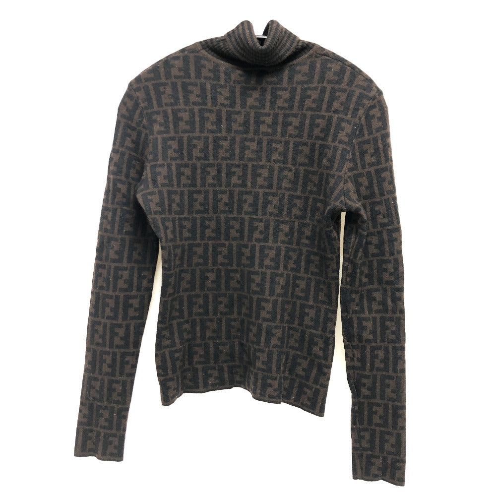 FENDI sweater cotton Brown Zucca Women 42 Used Authentic