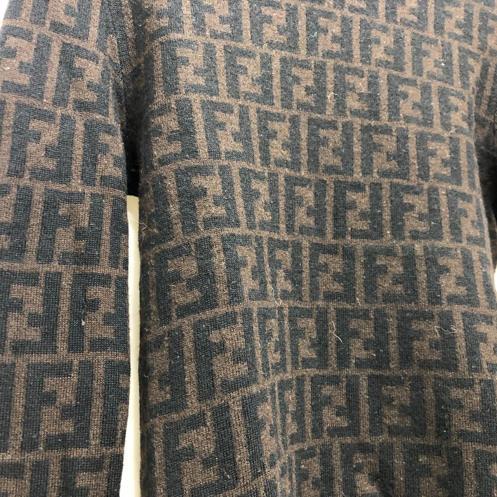 FENDI sweater cotton Brown Zucca Women 42 Used Authentic