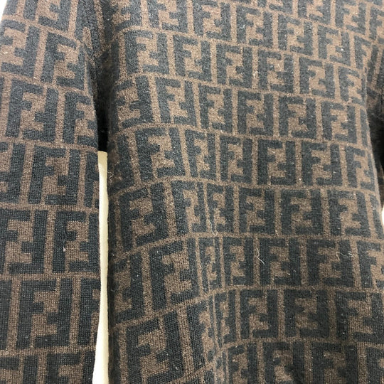 FENDI sweater cotton Brown Zucca Women 42 Used Authentic