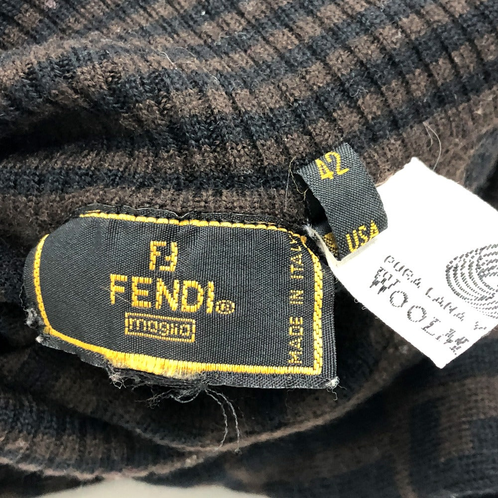 FENDI sweater cotton Brown Zucca Women 42 Used Authentic