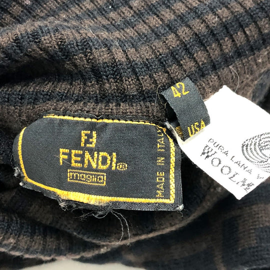 FENDI sweater cotton Brown Zucca Women 42 Used Authentic