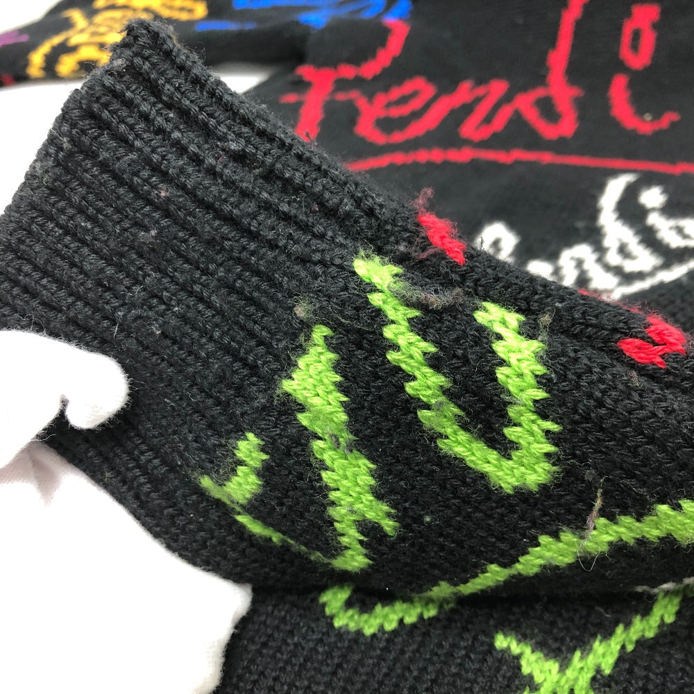 FENDI sweater FZY463 AH3E cotton black 21AW Logo Multicolor mens 50 Used Authentic