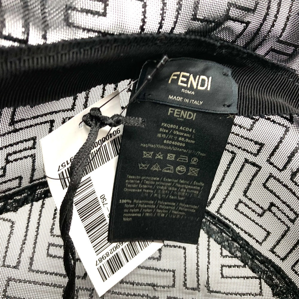 FENDI hat FXQ801 Nylon black FF Zucca Pattern mesh unisex(Unisex) L Used Authentic