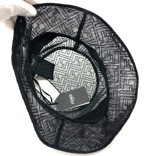 FENDI hat FXQ801 Nylon black FF Zucca Pattern mesh unisex(Unisex) L Used Authentic