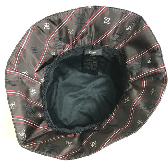 FENDI hat FXQ801 Nylon Brown type Karligraphy Bucket Hat unisex(Unisex) S Used Authentic