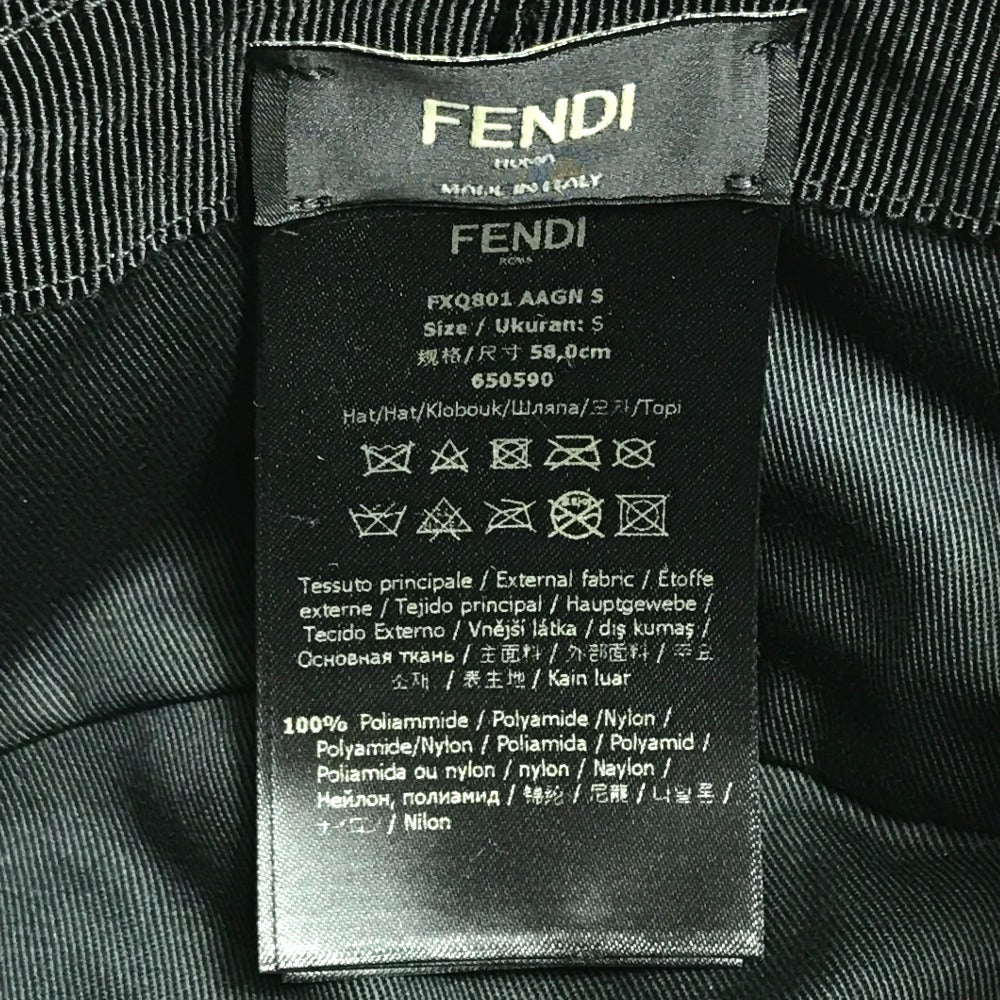FENDI hat FXQ801 Nylon Brown type Karligraphy Bucket Hat unisex(Unisex) S Used Authentic