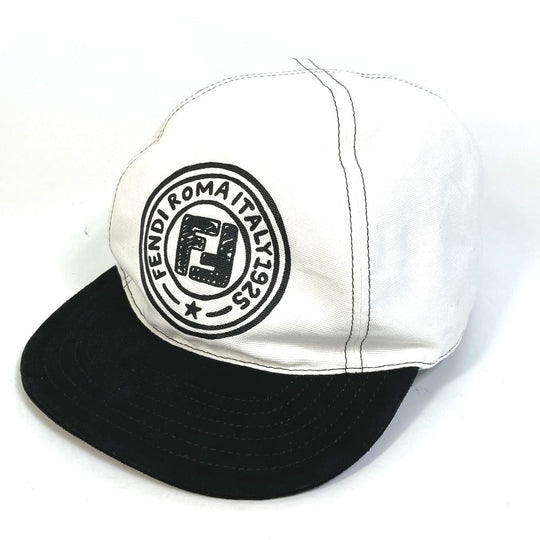 FENDI cap FXQ770 Cotton, Leather White x black hat Joshua Vides 58