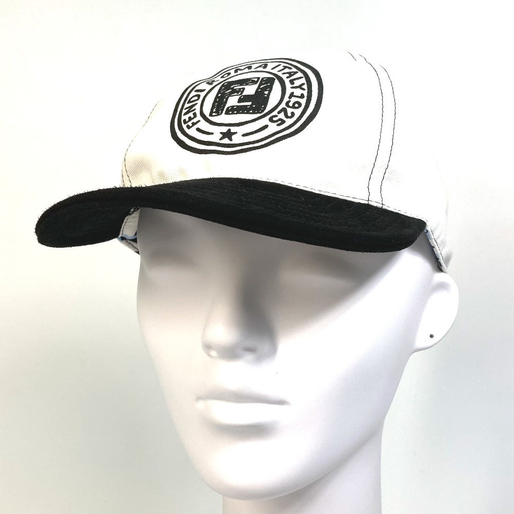 FENDI cap FXQ770 Cotton, Leather White x black hat Joshua Vides 58
