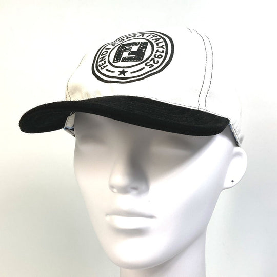FENDI cap FXQ770 Cotton, Leather White x black hat Joshua Vides 58