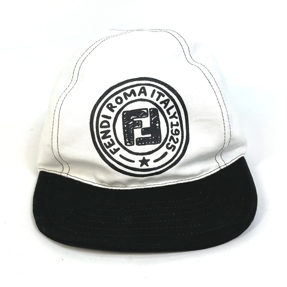 FENDI cap FXQ770 Cotton, Leather White x black hat Joshua Vides 58