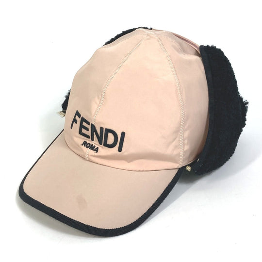 FENDI hat FXQ679 polyester pink logo Flight cap Women 58/M Used Authentic