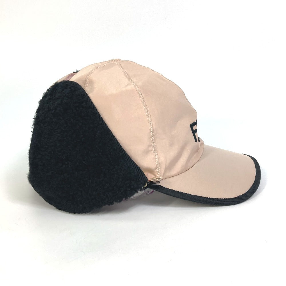 FENDI hat FXQ679 polyester pink logo Flight cap Women 58/M Used Authentic