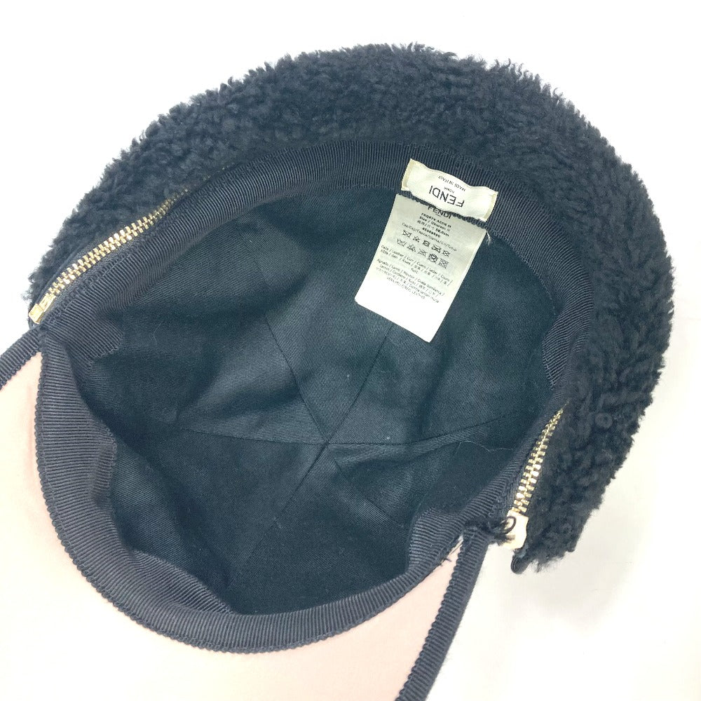 FENDI hat FXQ679 polyester pink logo Flight cap Women 58/M Used Authentic