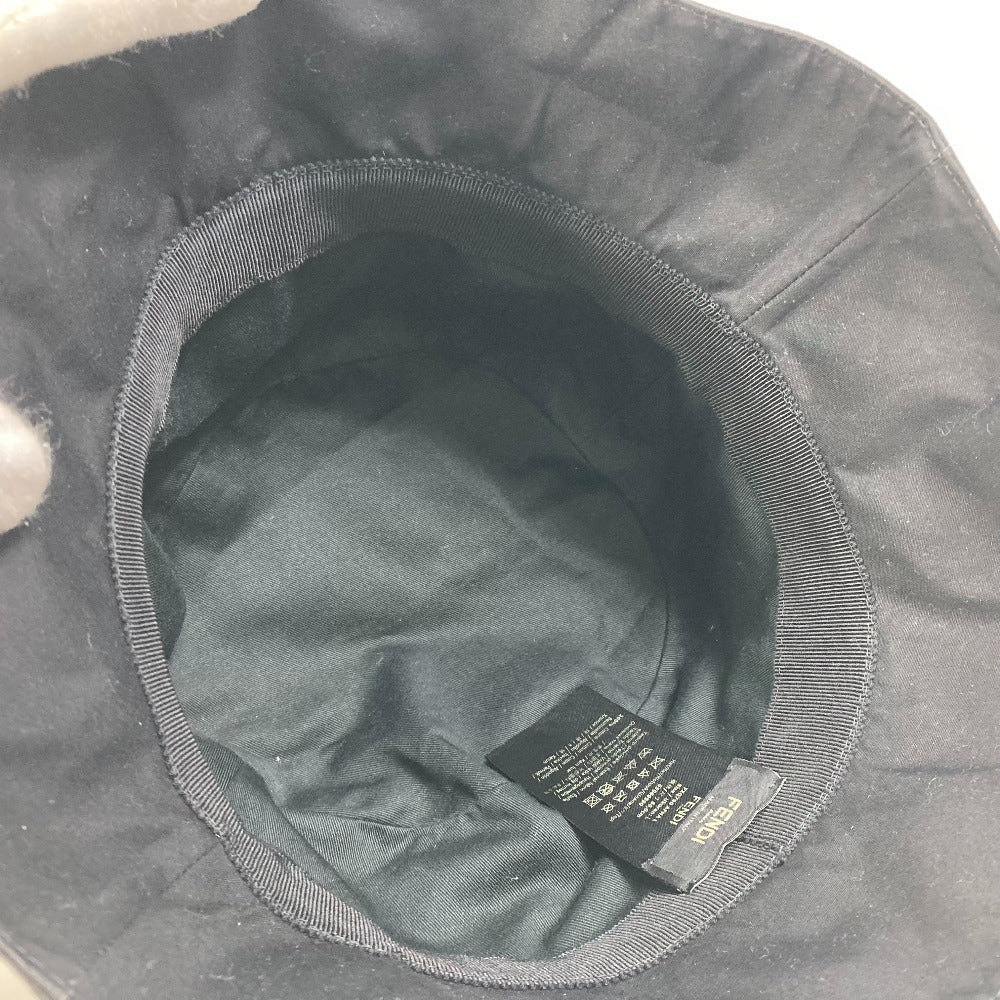 FENDI hat FXQ790 cotton black Hat Hat Bucket Hat Bob Hat logo fisherman hat mens 60 Used Authentic