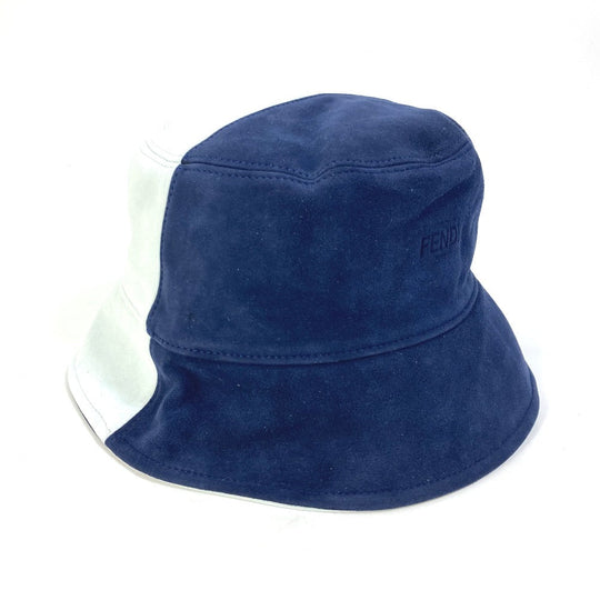 FENDI hat FXQ801 Goatskin blue logo bicolor 60
