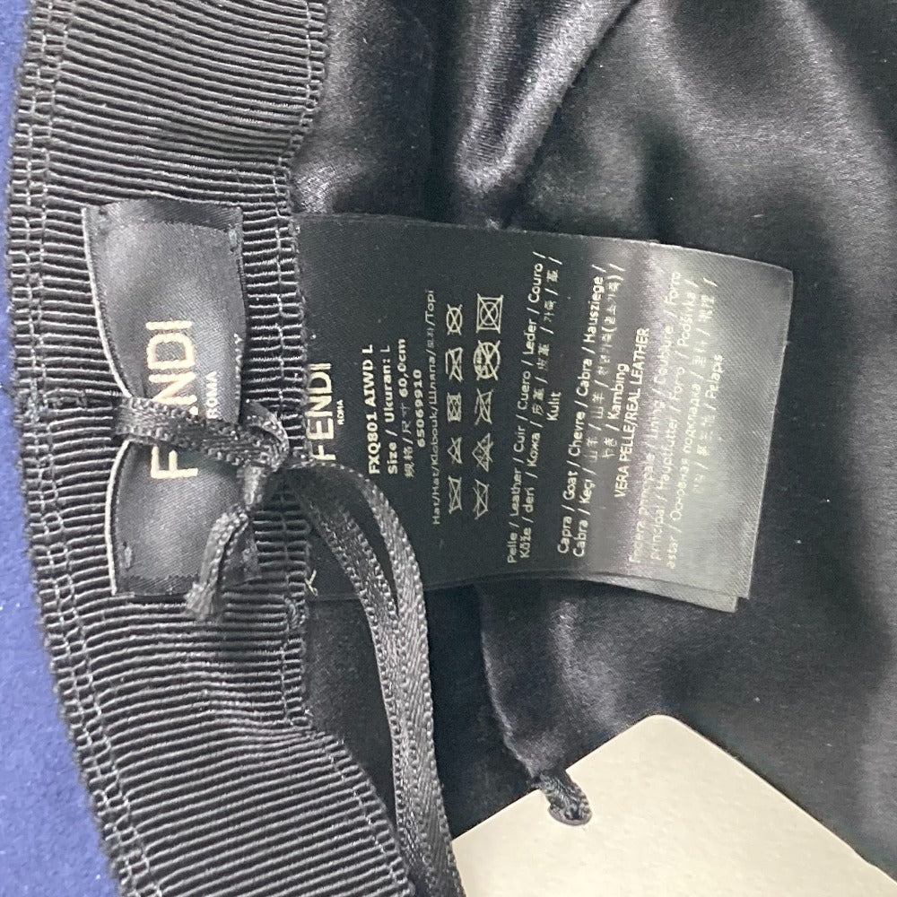 FENDI hat FXQ801 Goatskin blue logo bicolor 60