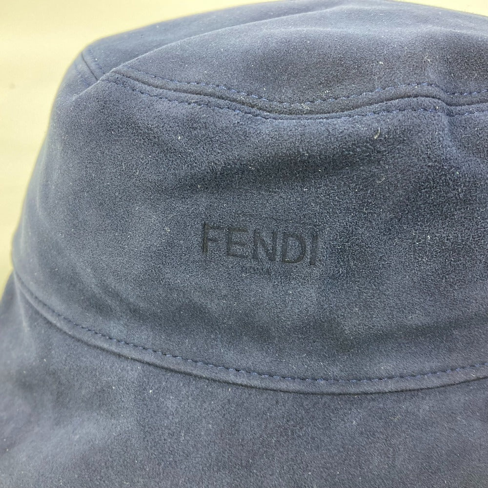 FENDI hat FXQ801 Goatskin blue logo bicolor 60