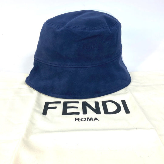 FENDI hat FXQ801 Goatskin blue logo bicolor 60