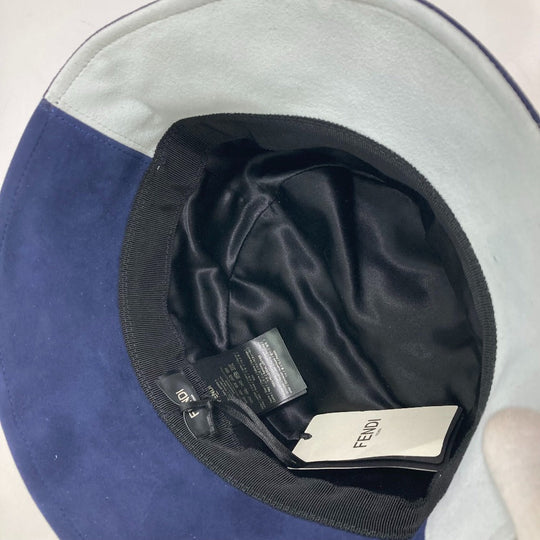FENDI hat FXQ801 Goatskin blue logo bicolor 60
