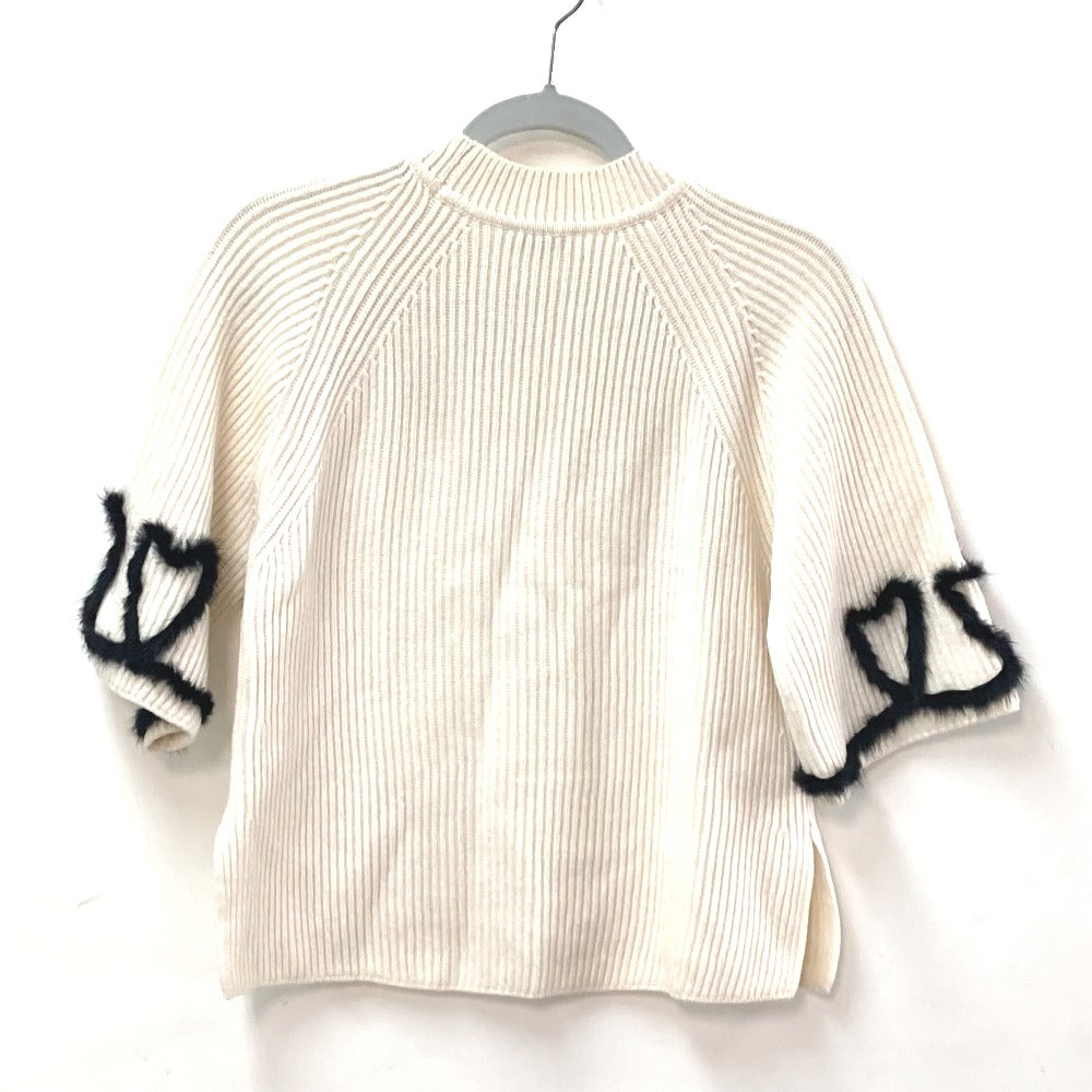 FENDI knit FZY681 Wool, Cashmere Ivorytype 18AW heart fur Women 40 Used Authentic