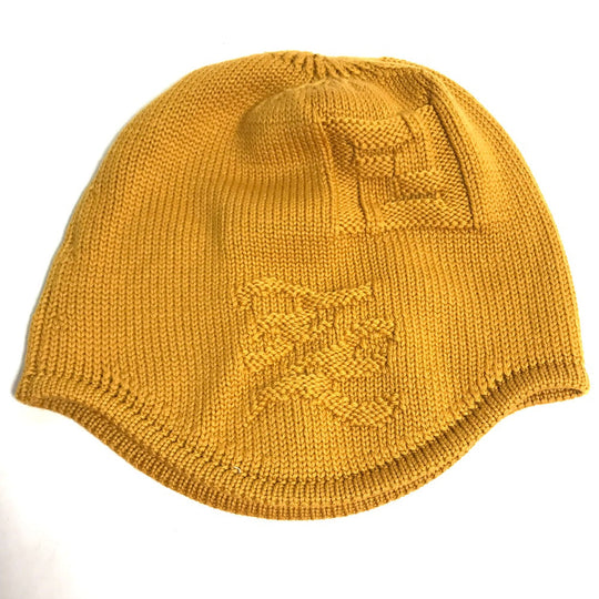 FENDI Knit hat FXQ056 wool yellow logo Women Used Authentic