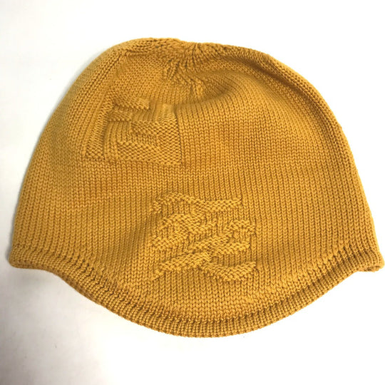 FENDI Knit hat FXQ056 wool yellow logo Women Used Authentic