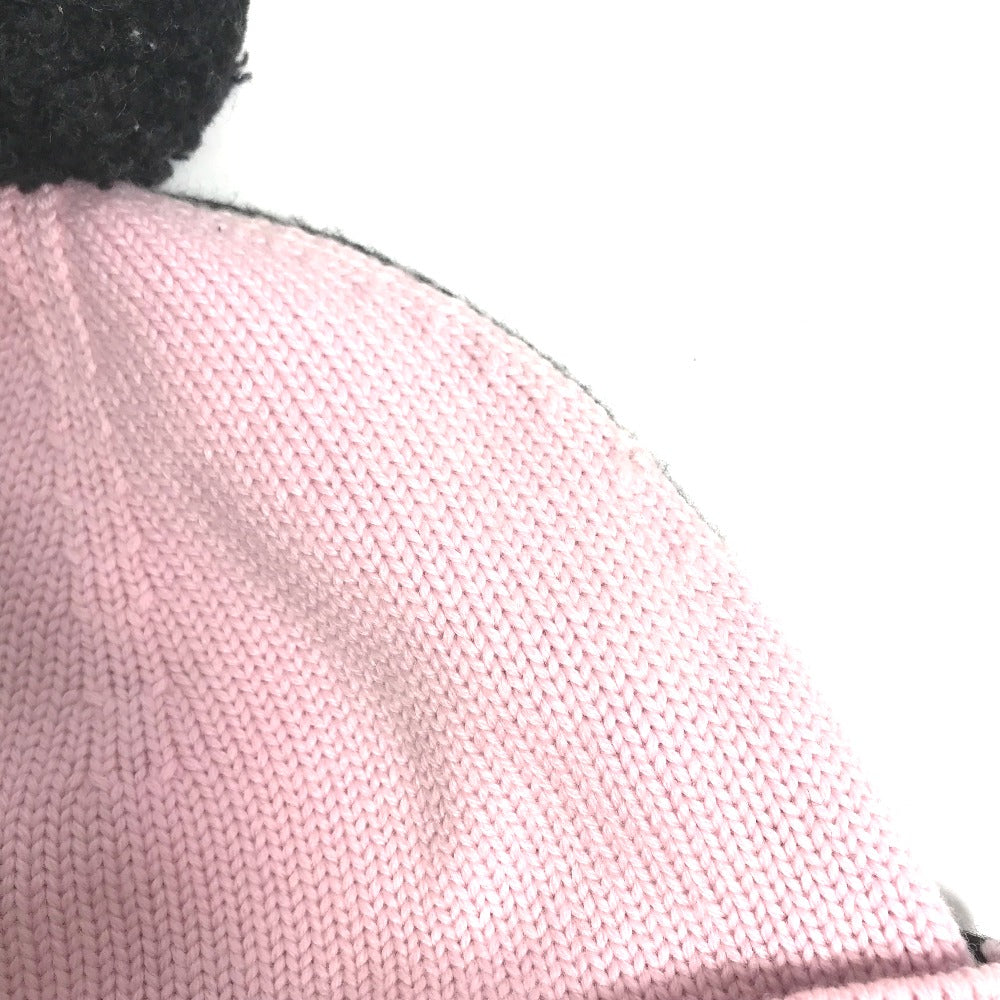 FENDI Knit hat FXQ056 wool pink By color Logo with pom-pom Women Used Authentic