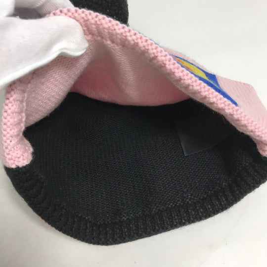 FENDI Knit hat FXQ056 wool pink By color Logo with pom-pom Women Used Authentic