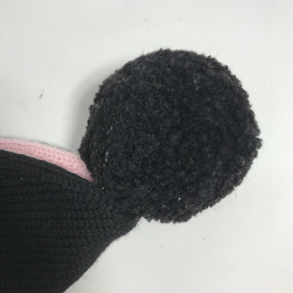 FENDI Knit hat FXQ056 wool pink By color Logo with pom-pom Women Used Authentic