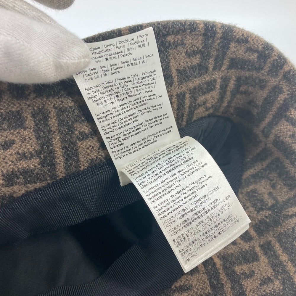 FENDI hat FXQ901 wool khaki Inner Zucca Women M Used Authentic