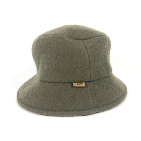 FENDI hat FXQ901 wool khaki Inner Zucca Women M Used Authentic