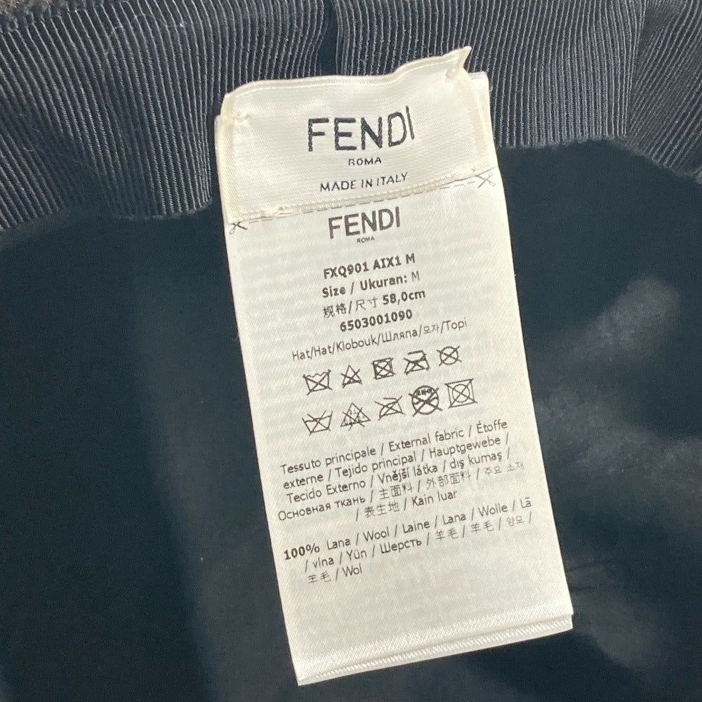 FENDI hat FXQ901 wool khaki Inner Zucca Women M Used Authentic