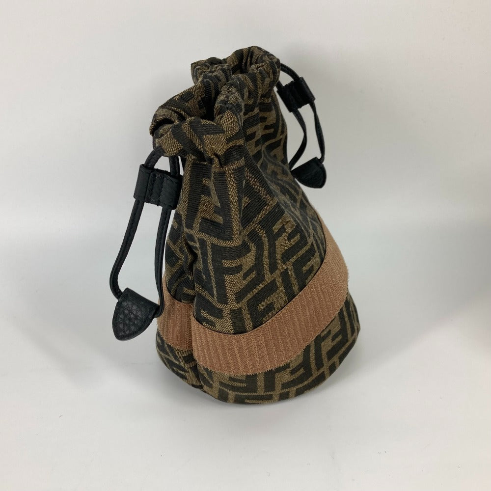 FENDI hat FXQ891 leather beige Handbag AIJE RAFFIA BUCKET Hat Bucket hat & drawstring bag Women Used Authentic