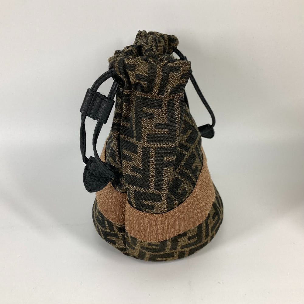 FENDI hat FXQ891 leather beige Handbag AIJE RAFFIA BUCKET Hat Bucket hat & drawstring bag Women Used Authentic