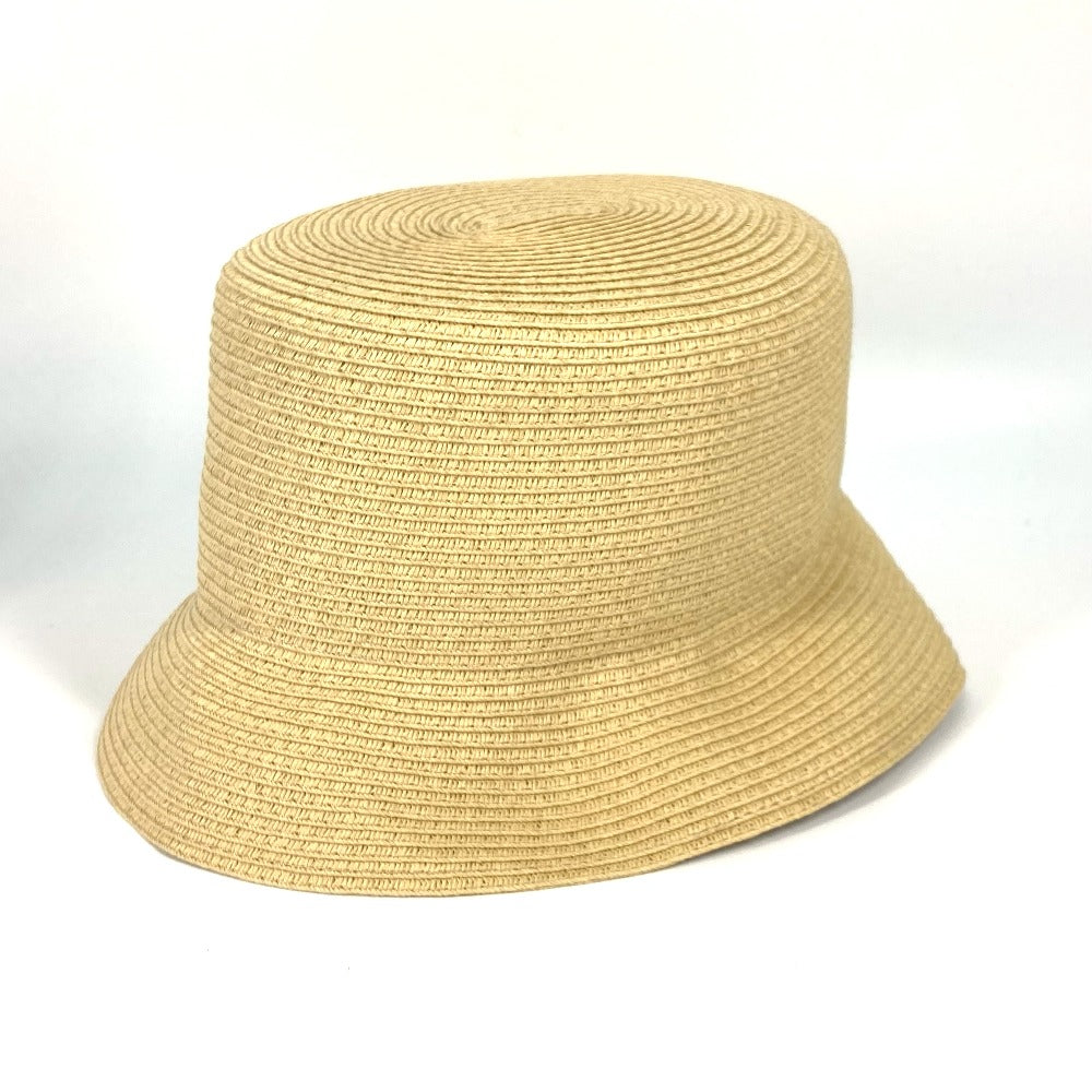 FENDI hat FXQ891 leather beige Handbag AIJE RAFFIA BUCKET Hat Bucket hat & drawstring bag Women Used Authentic