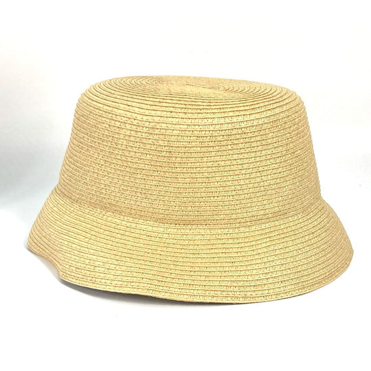 FENDI hat FXQ891 leather beige Handbag AIJE RAFFIA BUCKET Hat Bucket hat & drawstring bag Women Used Authentic