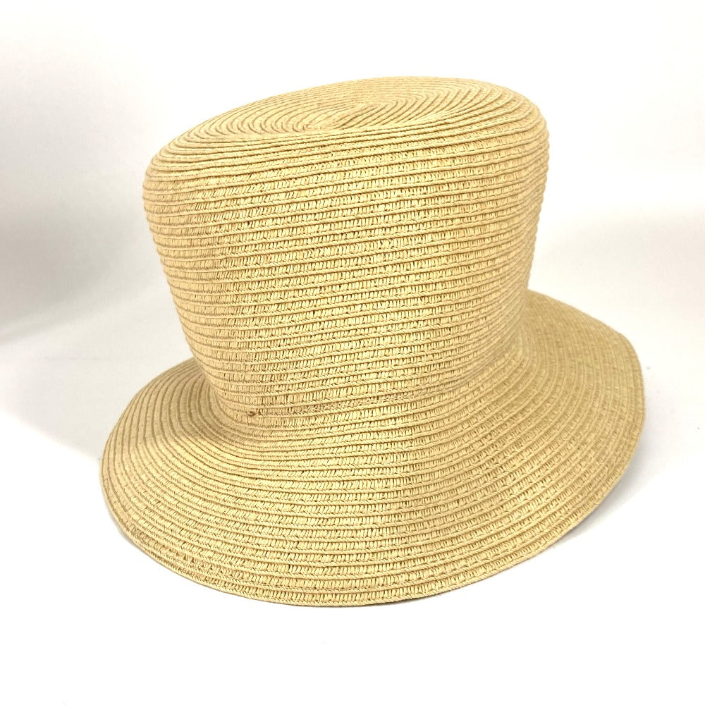 FENDI hat FXQ891 leather beige Handbag AIJE RAFFIA BUCKET Hat Bucket hat & drawstring bag Women Used Authentic
