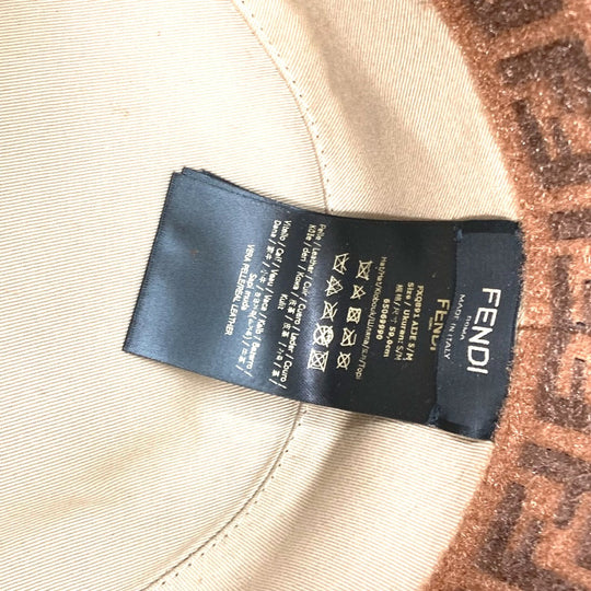 FENDI hat FXQ891 leather beige Handbag AIJE RAFFIA BUCKET Hat Bucket hat & drawstring bag Women Used Authentic