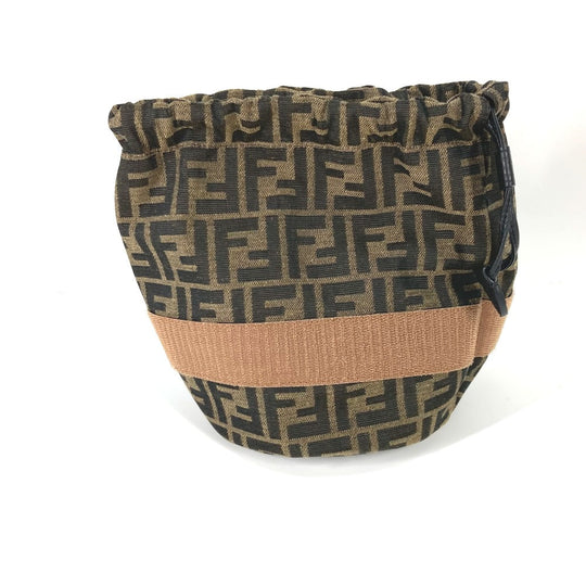 FENDI hat FXQ891 leather beige Handbag AIJE RAFFIA BUCKET Hat Bucket hat & drawstring bag Women Used Authentic