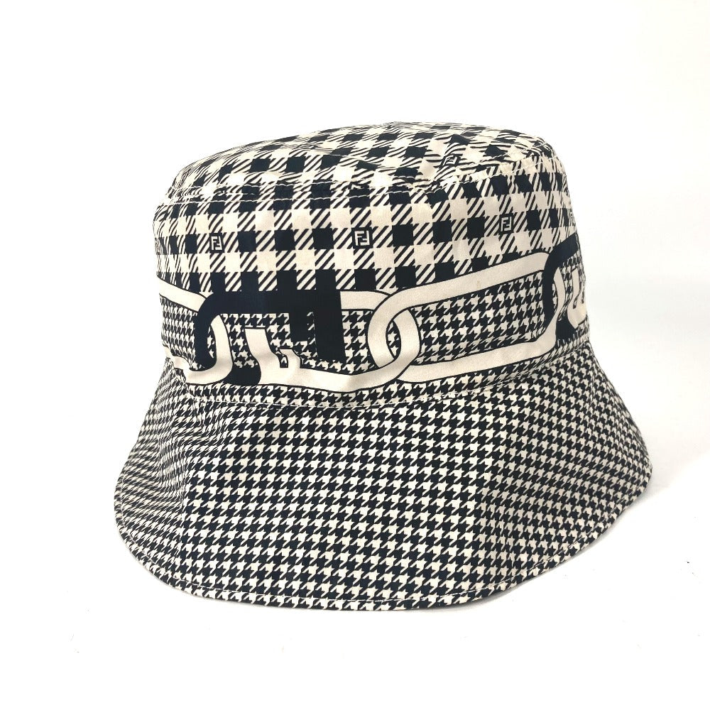 FENDI hat FXQ801 Nylon black Houndstooth mens S Used Authentic