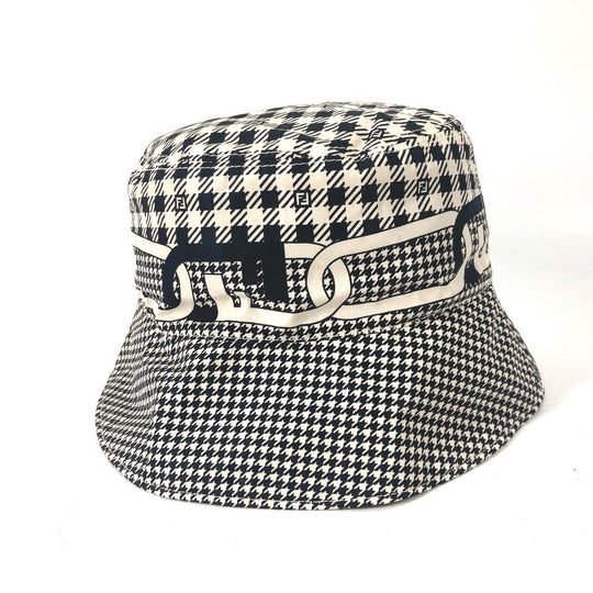 FENDI hat FXQ801 Nylon black Houndstooth mens S Used Authentic