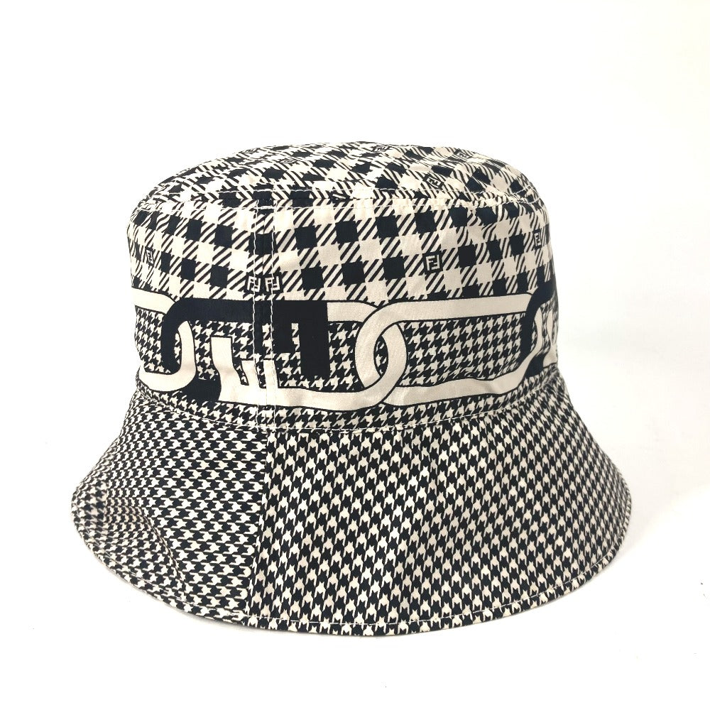 FENDI hat FXQ801 Nylon black Houndstooth mens S Used Authentic