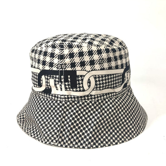 FENDI hat FXQ801 Nylon black Houndstooth mens S Used Authentic
