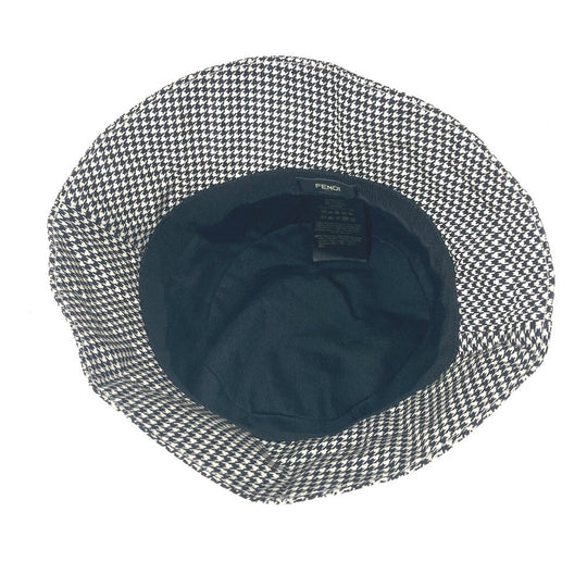 FENDI hat FXQ801 Nylon black Houndstooth mens S Used Authentic