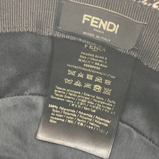 FENDI hat FXQ801 Nylon black Houndstooth mens S Used Authentic