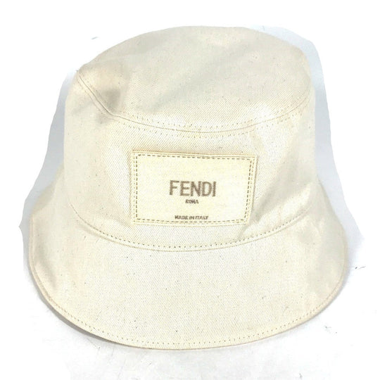 FENDI hat FXQ801 cotton beige logo Women Used Authentic